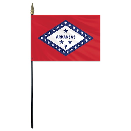 Global Flags Unlimited Arkansas Stick Flag 4"x6" E Gloss 200110